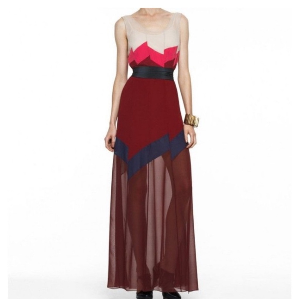 BCBGMaxAzria Red and Pink Maxi Dress